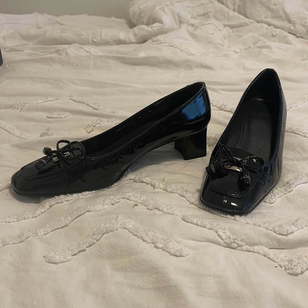 Black Stuart weitzman block heels square toe